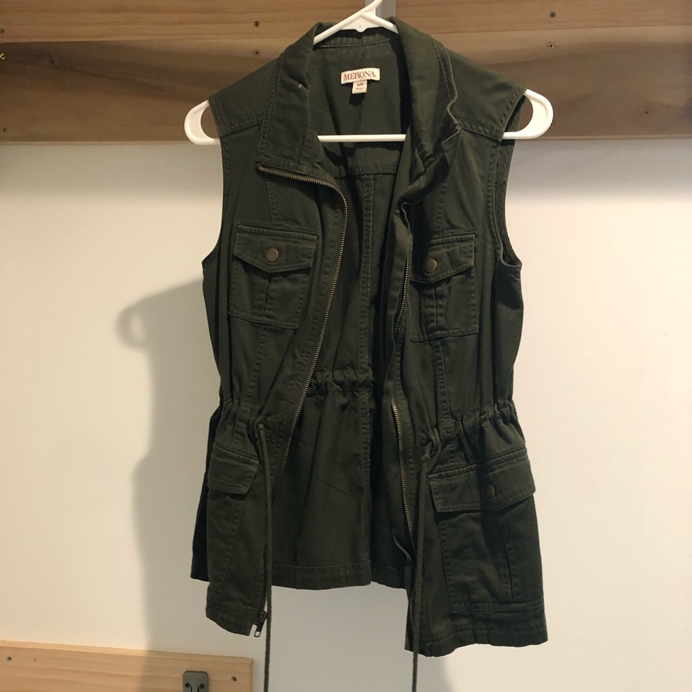 EUC Merona Green Utility Vest Small